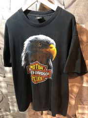 ヴィンテージ ★ Harley-Davidson ハーレーダビットソン vintage ★ 鷲 アメリカ製 90年代 黒 Tシャツ 半袖 FK