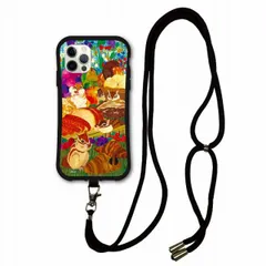 [iPhone15 Plus] スマホショルダー付 iPhone14 i-coronケース アイフォン15 14 Plus 13 Mini 12 11 スマホケース カバー ショルダーストラップ 肩掛け 斜め掛け アニマル柄 シマリスのパン祭り