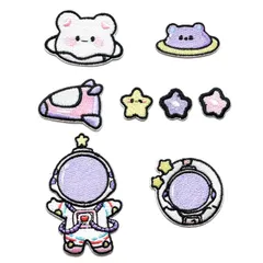 【Atmu】ワッペン アイロン ワッペン おしゃれ 大人 アップリケ ワッペン 男の子 ワッペン 星 刺繍シート(シール・アイロン接着 宇宙セットA,) [シール・アイロン接着] [宇宙セットA]