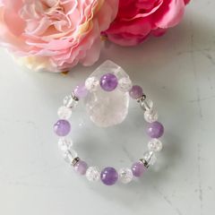 N13.ラベンダーアメジスト☆水晶☆パワーストーンブレスレット