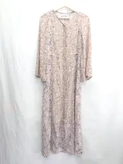 ◇ ⊂ mystic ミスティック 花柄 長袖 ロング ワンピース サイズ表記なし ピンクベージュ レディース E  【1502060014991】