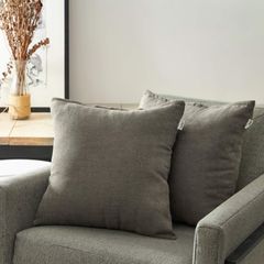 【特価セール】45×45cm リネンっぽい 北欧 おしゃれ 綿麻 クッションカバー 無地 ソファ背当て 装飾枕カバー Topfinel 座布団カバー 濃いブラウン 2枚セット（全18色）