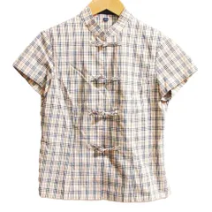 美品 BURBERRY LONDON バーバリーロンドン キッズ 子供服 ノバチェック 半袖 チャイナシャツ 150A ベージュ キッズ 古着 中古 USED