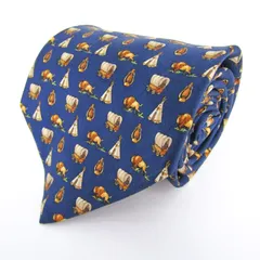 サルヴァトーレフェラガモ ブランド ネクタイ 動物柄 総柄 シルク イタリア製 PO メンズ ネイビー Salvatore Ferragamo 【中古】