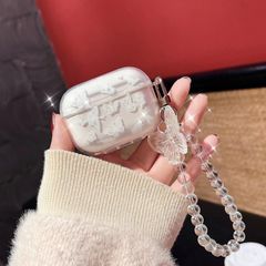 【数量限定】2 ケース(ホワイト) 2 プロ エアーポッズ TPU ソフト 女性用 レディース 人気 可愛い 付き ペンダント/キーチェーン おしゃれ 透明ケース バタフライ グリッター 3D かわいい シリコーン クリア ケース Pro Airpods 適用