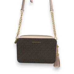 美品 MICHAEL KORS マイケルコース MKモノグラム タッセル チェーン ショルダーバッグ 32F8GF5M2B ブラウン×ゴールド金具 レディース 古着 中古 USED