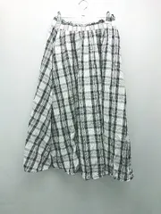 ◇ AMERICAN HOLIC ウエストゴム チェック柄 ロング丈 ギャザー スカート サイズF ブラック/ホワイト レディース E  【1308290054253】