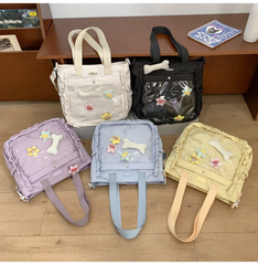 痛バッグ 痛バッグ バッチ バック いたば イタバ ショルダー バッグ 2way トートバッグ　推し活 フリル マザーズバッグ 大きめ おしゃれ 小さめ 透明 水色 缶バッチ　あんスタ　ブルーロック　原神　黒　白　ブルー