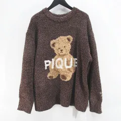ジェラートピケ gelato pique セットアップ 部屋着 ルームウェア 上下 F 茶系 ブラウン 長袖 プルオーバー ロング丈 パンツ ロゴ テディベア