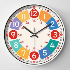 ☆ タイプB ☆ 知育時計 nack1050 知育時計 静か 時計 アナログ 静音 壁掛け 掛け時計 壁掛け時計 学習時計 アナログ時計 知育玩具 カラフル 大文字 時間管理 学習 キッズ 子供用 子供 こども 子ども おしゃれ かわいい 可愛い
