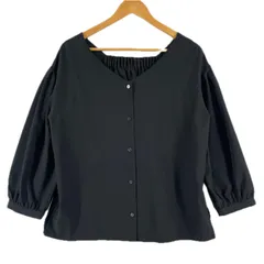 美品 N.Natural Beauty Basic  エヌナチュラルビューティベーシック 無地 オールシーズン ブラウス ポリエステル ブラック レディース M ドルマンスリーブ【古着】【中古】【送料無料】