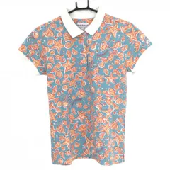 ★特価★ジャックバニー 半袖ポロシャツ ライトブルー×オレンジ 総柄  レディース 1(M) ゴルフウェア Jack Bunny