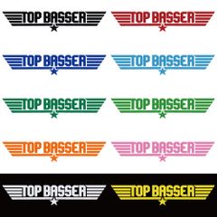 ステッカー 【 TOP BASSER トップバサー 】 選べる10色 縦4.8ｃｍ×横25ｃｍ おもしろい かっこいい オリジナルステッカー 釣り フィッシング バス釣り ルアー ブラックバス シーバス カッティングステッカー
