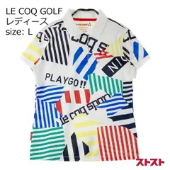 LE COQ GOLF ルコックゴルフ 半袖ポロシャツ 総柄 ホワイト系 L [240101147290]#