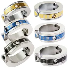 （フェイク）ピアス イヤーカフ ローマ数字 ステンレス 3色6個 セット