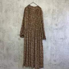 SHIPS   シップス　Vネックロングギャザーフレアワンピース　レディース　ブラウン×花柄　 ONEサイズ