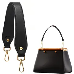 ショルダーベルト 用 PUレザーと亜鉛合金製 交換 着脱可能 持ち手 自分で取り替えられる持ち手 バッグ 交換用持ち手ブラックのハンドルはシンプルで合わせやすい バッグの持ち手 レザーバッグやビジネスバッグなどのハンドル交換に最適