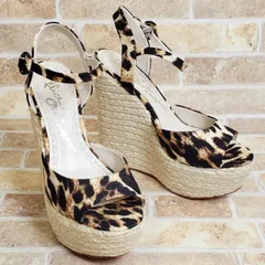 未使用 アリスアンドオリビア ☆ ヒョウ柄 ウェッジソール サンダル 37