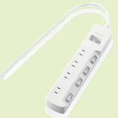 【在庫処分】ホワイト 2m 4個口 スイングプラグ 省エネ T-E7A-2420WH 一括&個別スイッチ 電源タップ エレコム