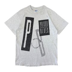 Mサイズ 90s USA製 古着 PRISON BLUES プリズンブルース Tシャツ Hanes シングルステッチ ヴィンテージ 霜降り グレー