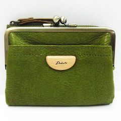 美品 Dakota ダコタ アーブル 二つ折り財布 折財布 ウォレット がま口 レザー 本革 グリーン系 レディース LF0051-0530②