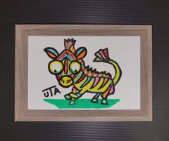 東雲 謳 現代アート 絵画 カラフル 動物画 一点物 原画 ポストカード