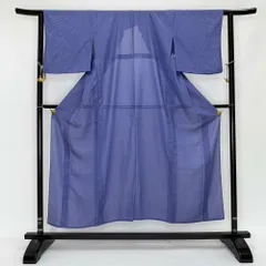 色無地 夏 絽 夏用 洗える着物 裄62.3cm 身丈149.5cm お洒落着 普段着 礼装 ポリエステル 青紫 美品 S サイズ 4348