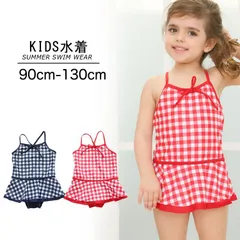 キッズ 水着 女の子 小学生 スイムウェア ベビー キッズ水着 子供用 赤 チェック ワンピース 子供水着 ワンピ プール スイミング 子供 海水浴 女児 子ども 子供 こども 紫外線 UPF UV カット 日焼け 防止 対策 オシャレ 人気 90 100