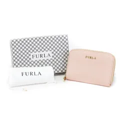フルラ FURLA コインケース レザー PVC 771656 ミディアムウォレット ラウンドファスナー キーリング付き レディース ピンク 中古 man26034