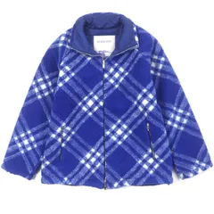 極美品▼BURBERRY バーバリー 23AW 8078777 Tartan Fleece Jacket タータン フリース アクリル ウール リバーシブル ダブルジップアップ ジャケット ブルー 46 正規品 メンズ
