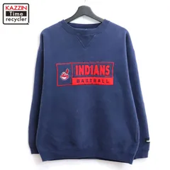 インディアンス スウェットシャツ アメリカ製 ブルー Lサイズ[ST0020] インディアンス スウェットシャツ アメリカ製 ブルー Lサイズ