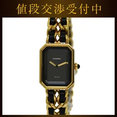 【限定品得価】T531 シャネル プルミエールL 黒文字盤×ゴールド色 クォーツ 時計