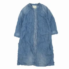 CYNICAL Denim シニカル デニム リネン ノーカラーコート アウター ライトインディゴ サイズM 922-95006 レディース 【中古】
