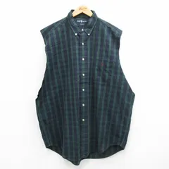XL/古着 ラルフローレン ノースリーブ ブランド シャツ メンズ 90s ワンポイントロゴ BIG SHIRTS 大きいサイズ ロング丈 コットン ボタンダ