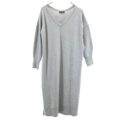 URBAN RESEARCH アーバンリサーチ 長袖 Vネック ニット ロングワンピース F グレー レディース 古着