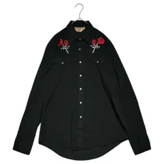 VINTAGE(ヴィンテージ) 90's Rose Embroidered Western Shirt 90年代 薔薇 刺繍 ウエスタンシャツ  M ブラック×レッド