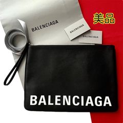 美品✨　BALENCIAGAバレンシアガ　クラッチバッグ594350ブラック　ロゴ セカンドバッグ 黒 レザー