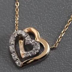 ヴァンドーム青山 K18ダイヤモンドネックレス ダブルハートモチーフ 2.9g ピンクゴールド ホワイトゴールド