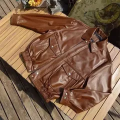 h 新品・未使用  ユニセックス メンズ レディース 本革 レザージャケット イタリア羊革 薄手 柔らかい 大きめシルエット 焦糖ブラウン ヴィンテージ風 ジェンダーレス アウター 秋冬 XS-XL