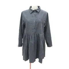 ビッキー VICKY チュニック ワンピース シャツ ひざ丈 長袖 プリーツ シャドーストライプ ベロア 2 チャコールグレー /CT ■MOのサムネイル