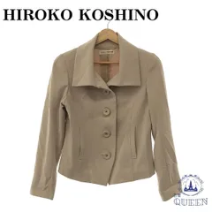 ☆美品☆ HIROKO KOSHINO ヒロココシノ ジャケット アウター 長袖 レディース ベージュ 38 日本製 901-664 送料無料