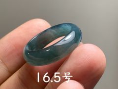 L13-68 氷糯種 深青色 16.5号 グアテマラ産 A貨 本翡翠 くりぬき リング