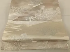 平和屋着物◎六通柄袋帯　枝葉文　銀糸　正絹　逸品　AAAZ8815mw