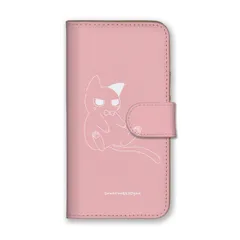 iPhone12 Pro Max ケース 手帳型 アイフォン12 プロマックス スマホケース 携帯ケース 猫 ネコ ねこ 手書き かわいい 可愛い ジト目 らくがき ネイビー ピンク カラー03