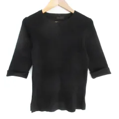 アパートバイローリーズ apart by lowrys リブニット カットソー 五分袖 クルーネック ロールアップ 無地 M 黒 ブラック /FF15のサムネイル