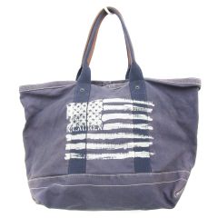 ポロジーンズ ラルフローレン POLO JEANS トートバッグ 大容量 星条旗 プリント キャンバス ネイビー 紺 /YM2