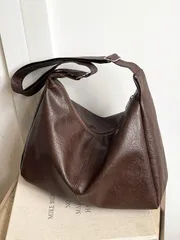 バッグ レディース ショルダーバッグ ヴィンテージ 無地 PU レザー ショルダーバッグ 女性用、カジュアル大容量アウトドア旅行バケーション クロスボディバッグ、ポータブルバーサタイルビジネス通勤クレセントバッグ