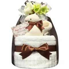 KanonBabys おむつケーキ 男の子 女の子 オーガニック 出産祝い 2段 Sサイズ 2002 [ご出産祝い・新生児用にオススメおむつサイズＳ]