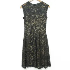 【新品】タダシショウジ US10 美しいアイボリー＆ブラックのロングレースドレス 新品】タダシショウジ US10 美しいアイボリーのロングレースドレス