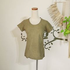 asana ヘンプコットン スリムTee・草木染めリーフ